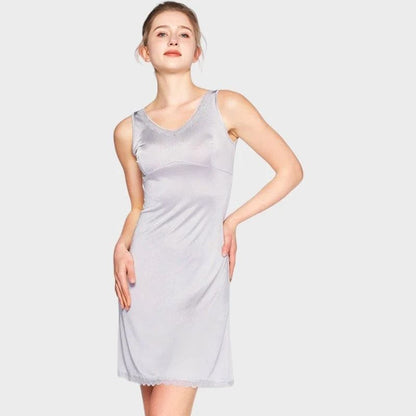 Unterkleid Seide grau silber